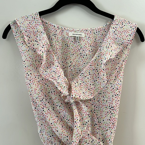 Max Studio Multi Color Polka Dot Blouse. - Picture 3 of 11